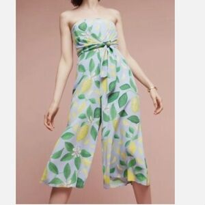 Anthropologie Maeve Lemon Grove Strapless Jumpsuit Size 4